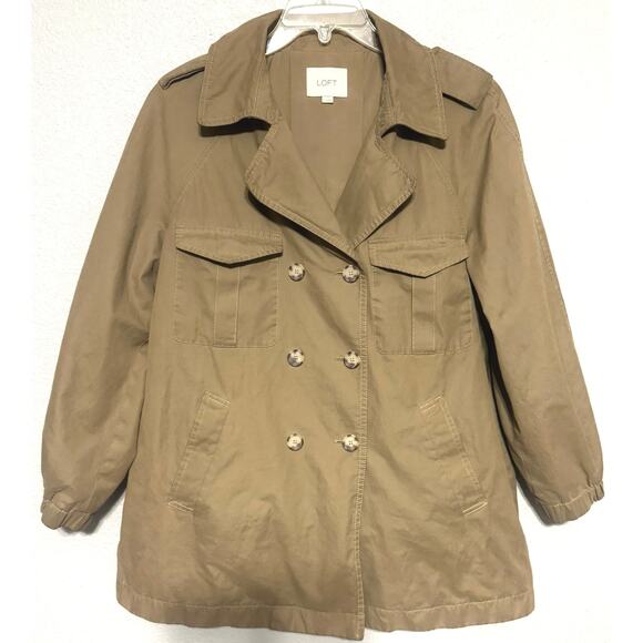 Ann Taylor LOFT Jackets & Blazers - Ann Taylor LOFT Double Breasted Trench Jacket Women’s Sz Large Brown Tan Camel